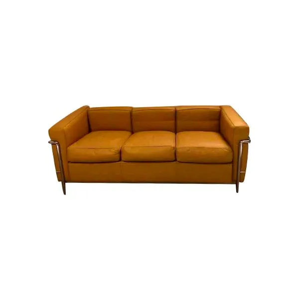 LC2 iconic 3-seater sofa in leather (yellow), Cassina image