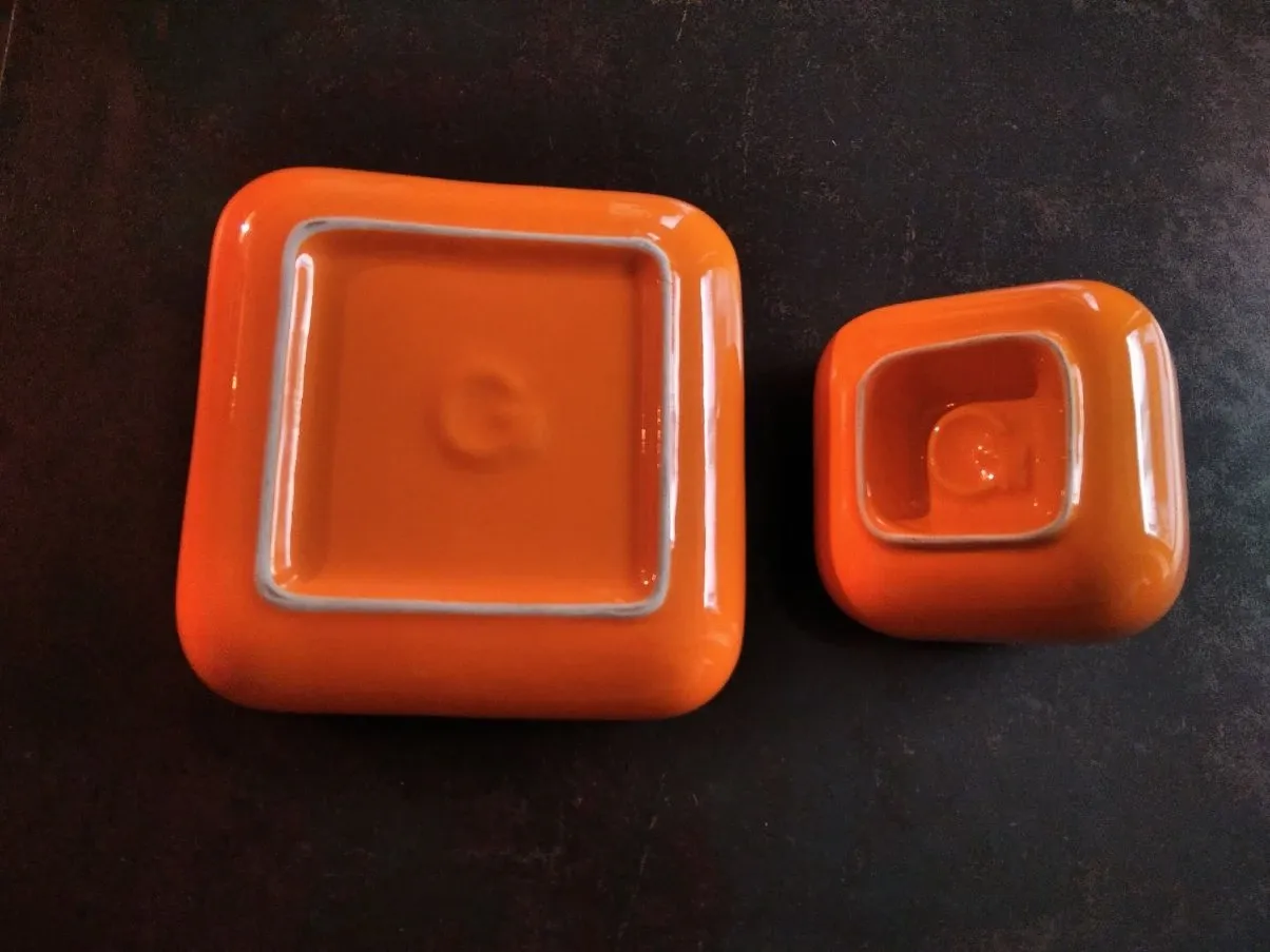2er Set orange Keramik Ablageschalen 1