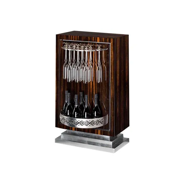 Retractable revolving mini-bar in wood and silver, Brummel image