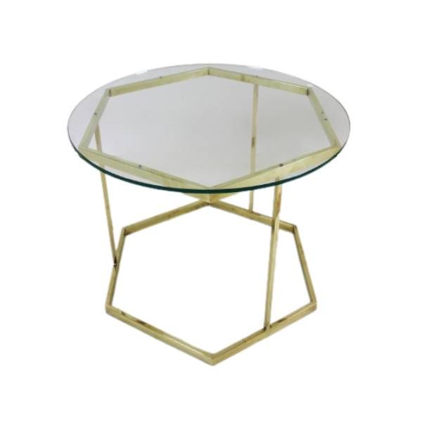 Vintage glass and brass coffee table (1970s), image