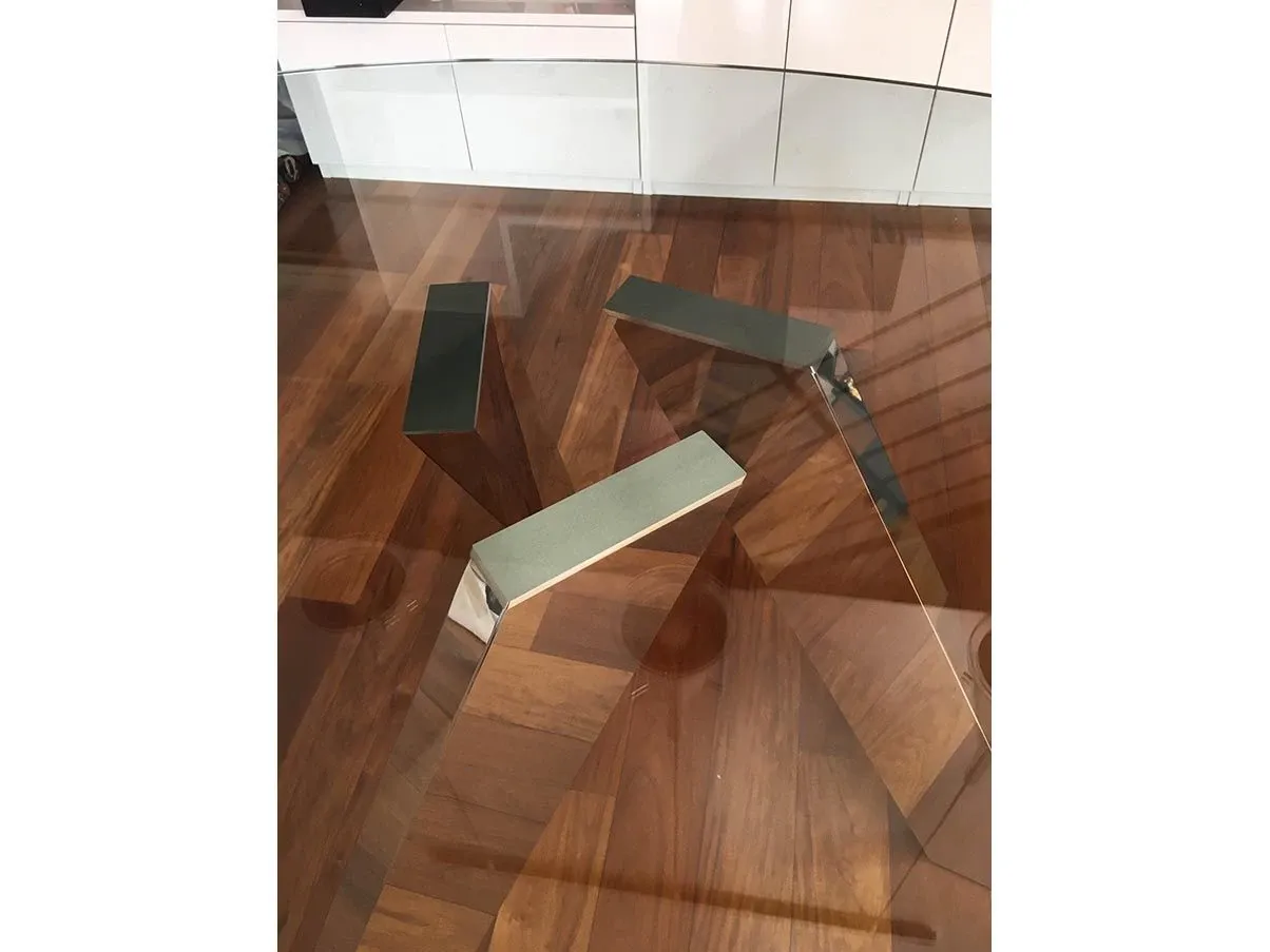 Tavolo ovale Fix in metallo cromato e cristallo, Former 1