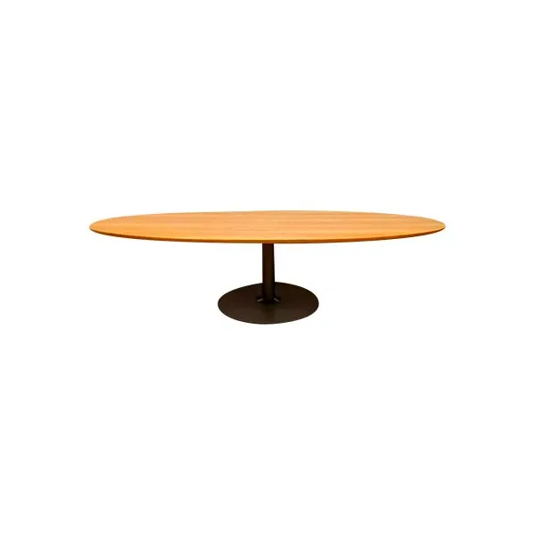 Vintage oval steel and wood table (1990s) image