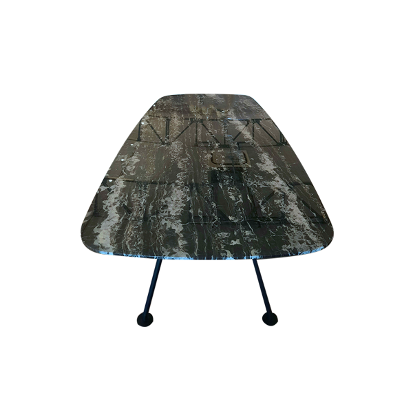 Grasshopper table in metal and Portoro marble, Knoll image