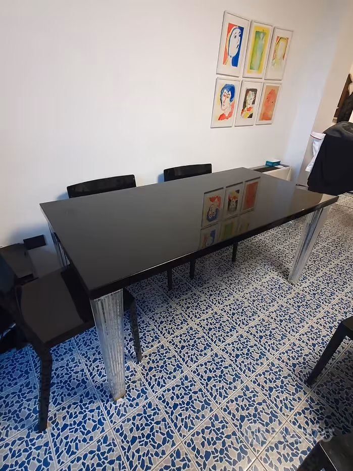 Philippe Starck Top Top Esstisch Rechteckig Schwarzglas Side