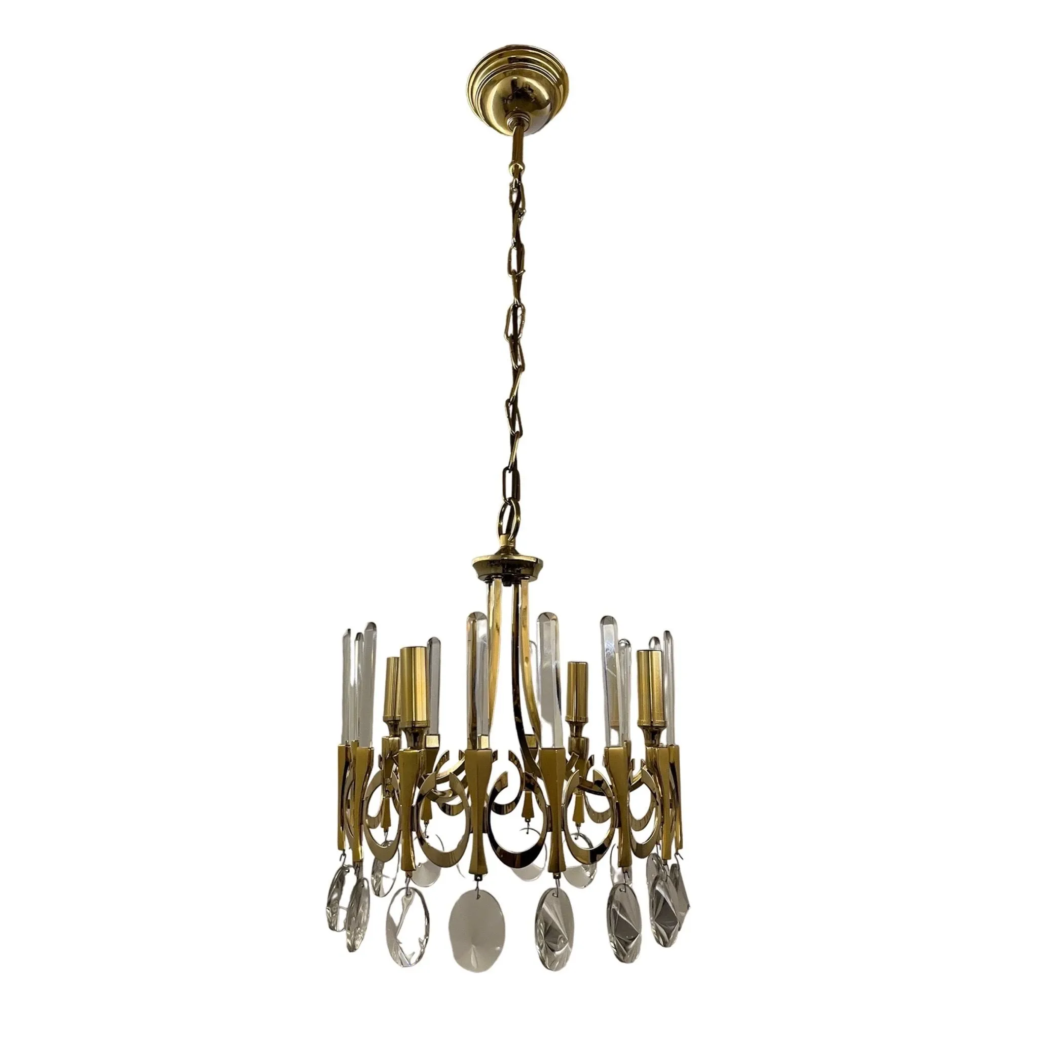 Brass and gilded bronze chandelier, Gaetano Sciolari image