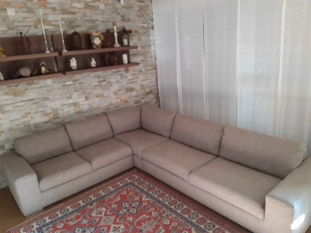6-seater corner sofa covered in fabric (beige), Pianca 2