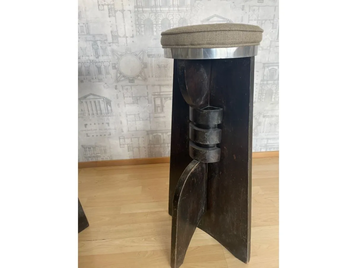 Set 2 sgabelli vintage in legno massello (anni'20), 2