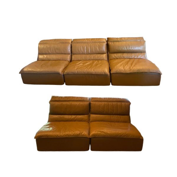 Vintage Bogo 5-seater modular sofa in leather by Carlo Bartoli, Rossi di Albizzate image