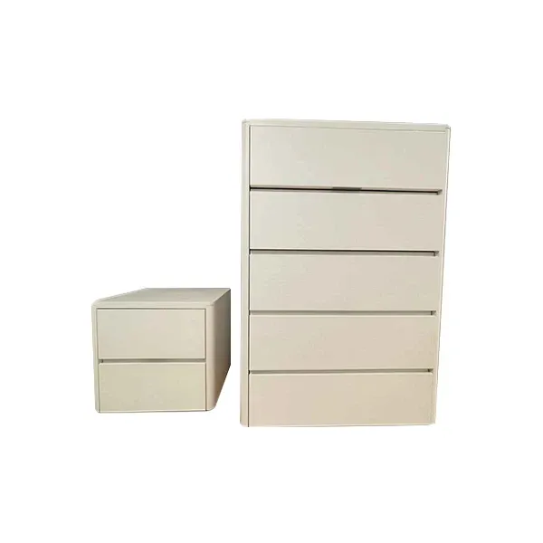 Soft chest of drawers and bedside table in wood (white), Caccaro 1