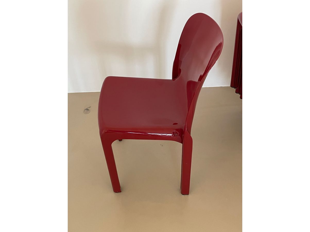 Set di 6 sedie Selene rosse di Vico Magistretti Brand