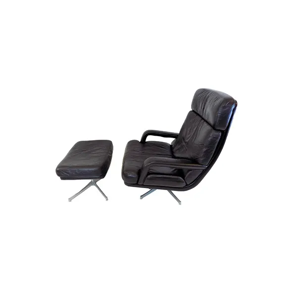 Don chair and pouf set in leather by Bernd Münzebrock 