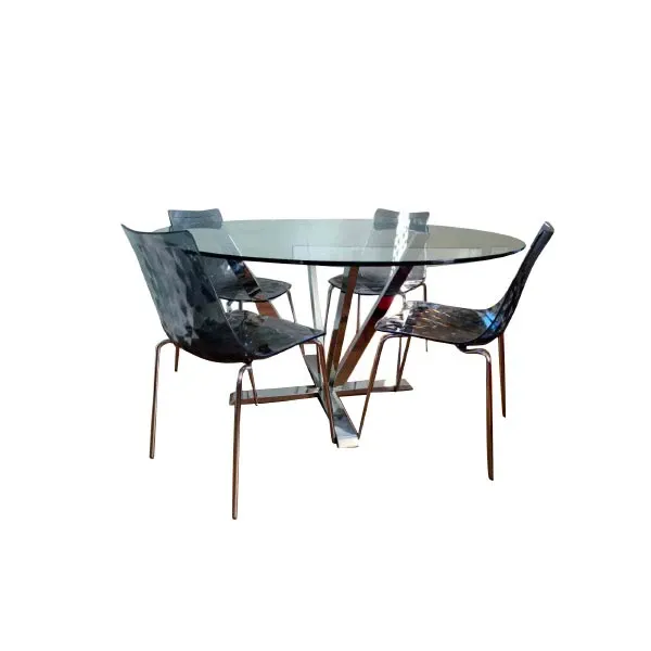 Glass table set and 4 Ice chairs (gray), Calligaris image