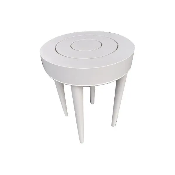 Sash round side table in white aluminum, Janus et Cie 
