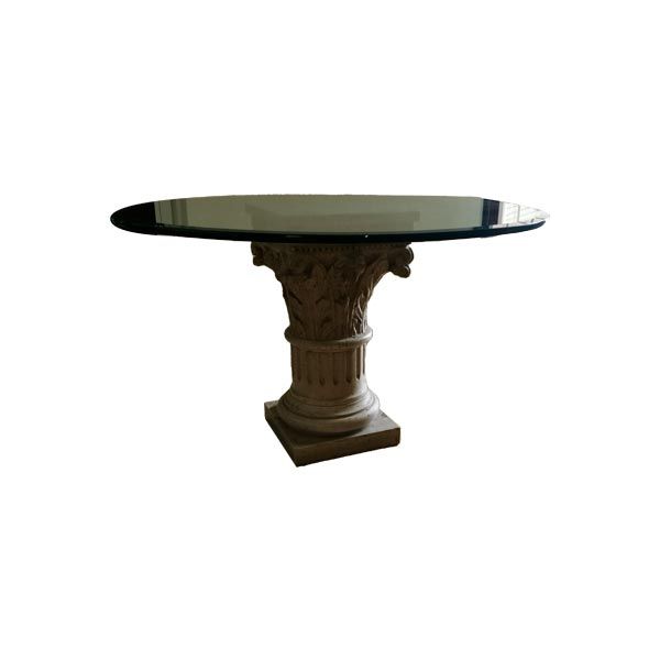 Vintage round table in marble and crystal, image