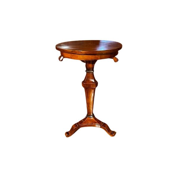 Round coffee table in inlaid cherry wood, Cappellini image