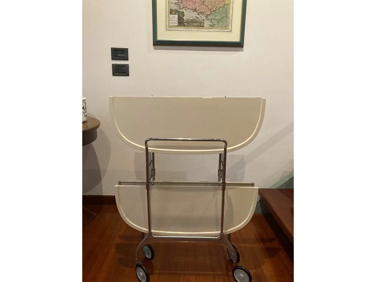 Carrello pieghevole Gastone con ruote in acciaio cromato, Kartell 1