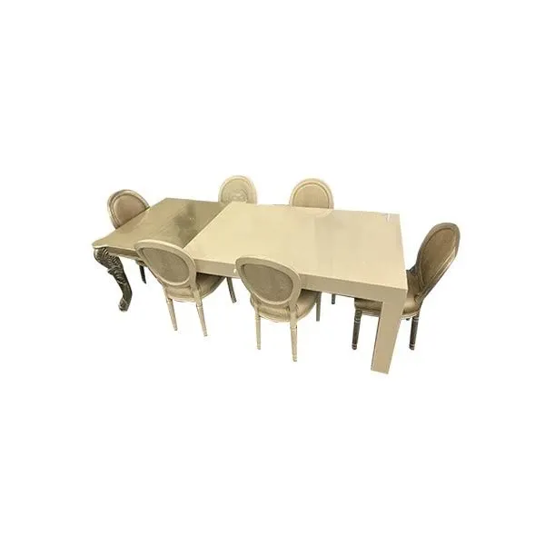 Janus white table and 6 chairs set 