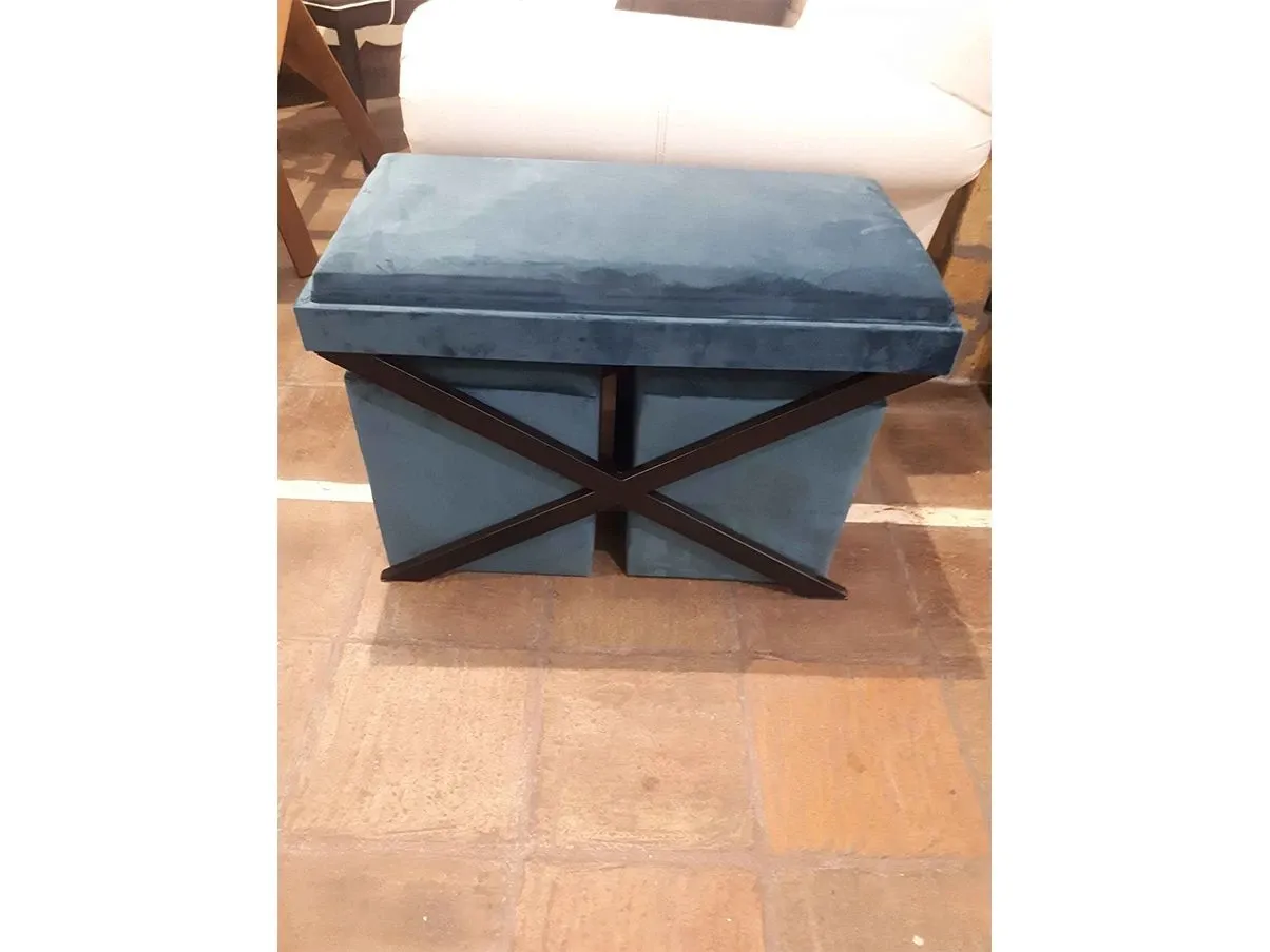 Komodo pouf bench in velvet (green), Tomasucci 