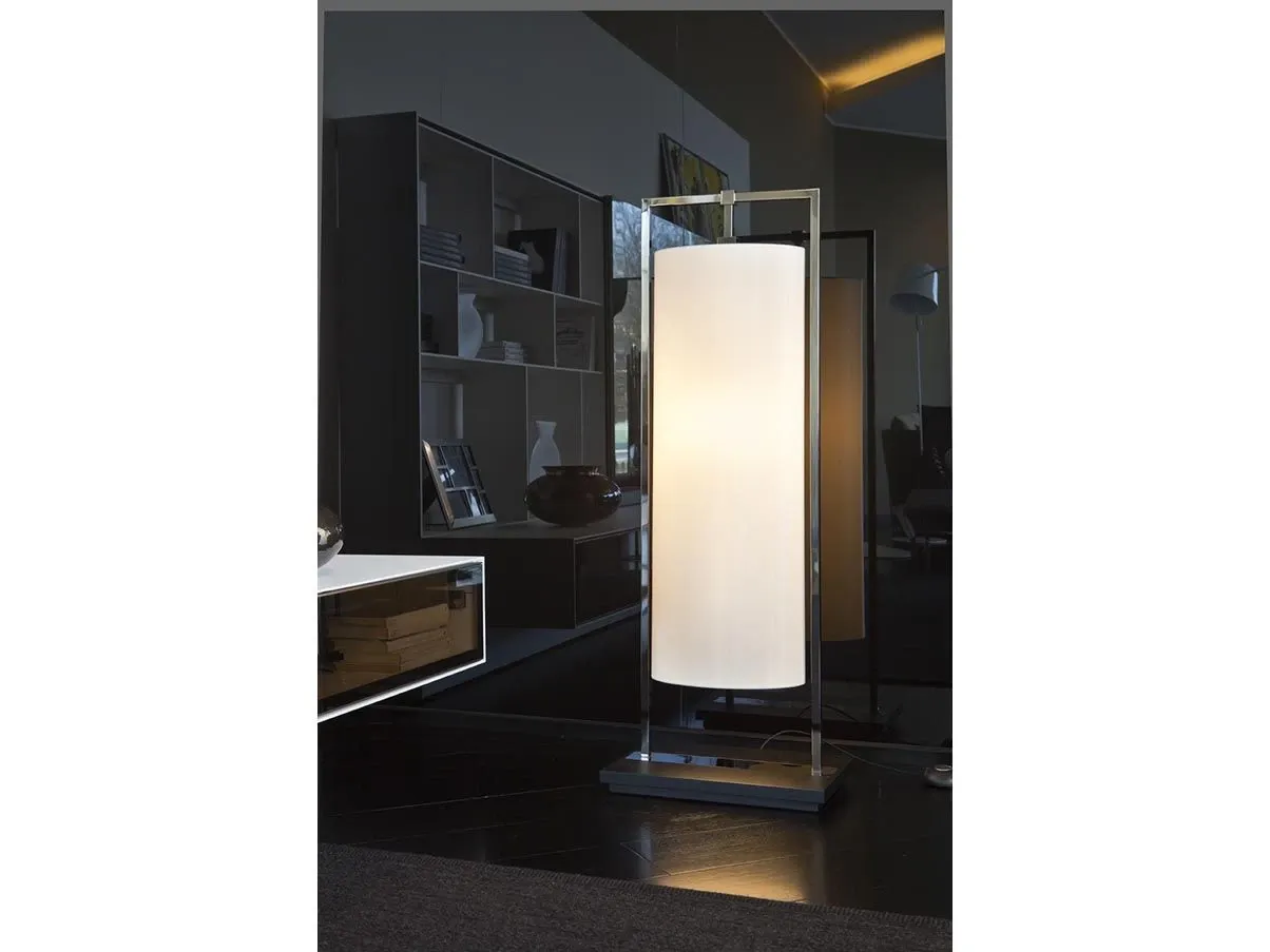 Lampada da terra Athena XL in nickel e legno, Contardi 1