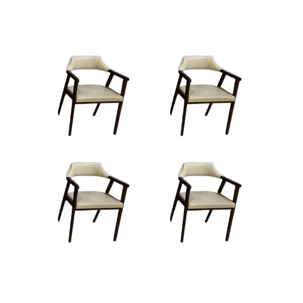 Set of 4 walnut and leather armchairs, Arte Brotto image