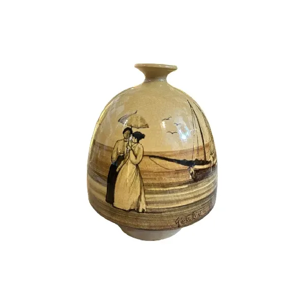 Image of Vaso in ceramica marrone Art Nouveau '900,