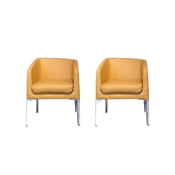 Set of 2 Alphabet armchairs by Roberto Romanello in leather, Segis image