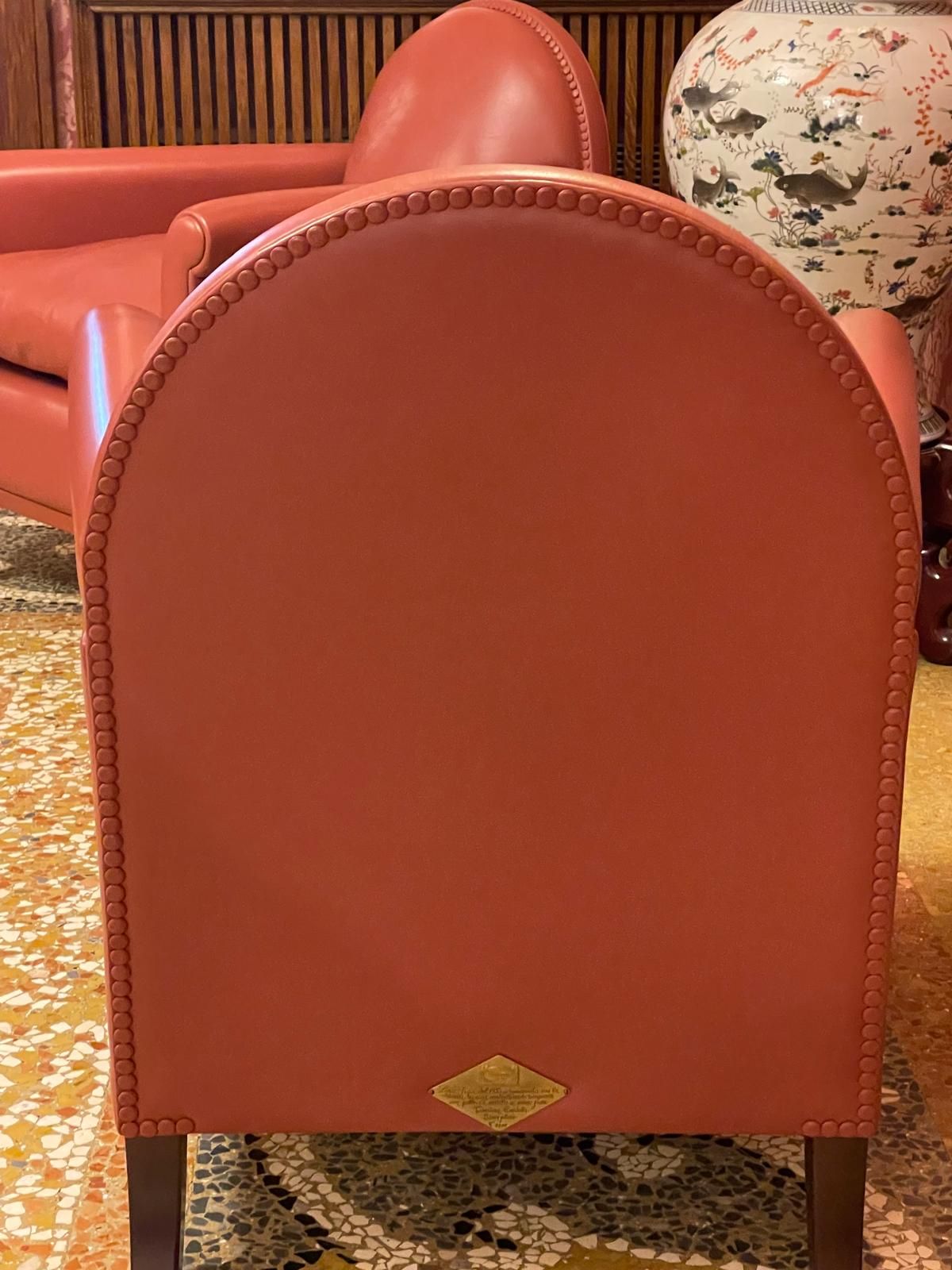 Lyra armchair in antique pink leather, Poltrona Frau 11