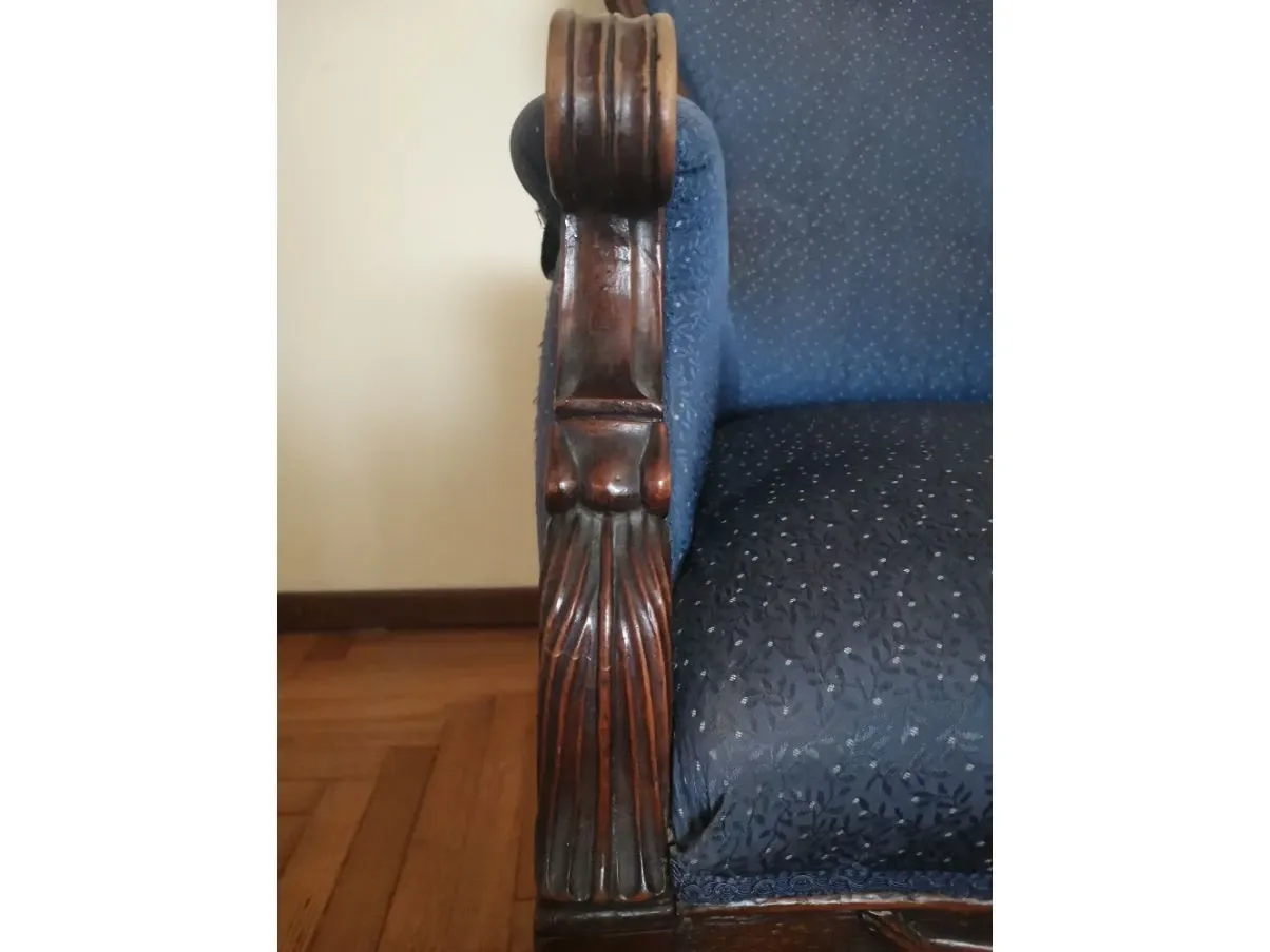 Vintage armchair in blue fabric, 1