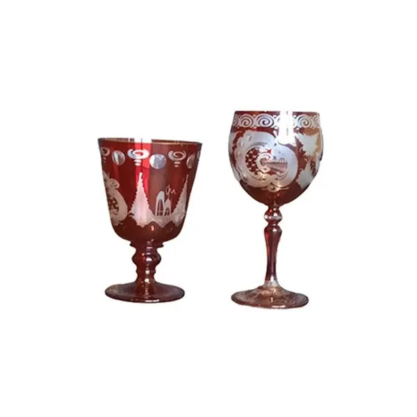 Set of 22 vintage glasses in Bohemia glass (1950s), image