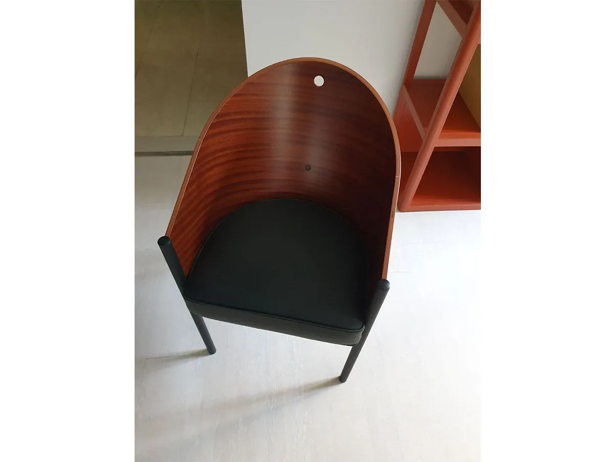 Costes chair in curved mahogany wood and leather (black), Driade 1