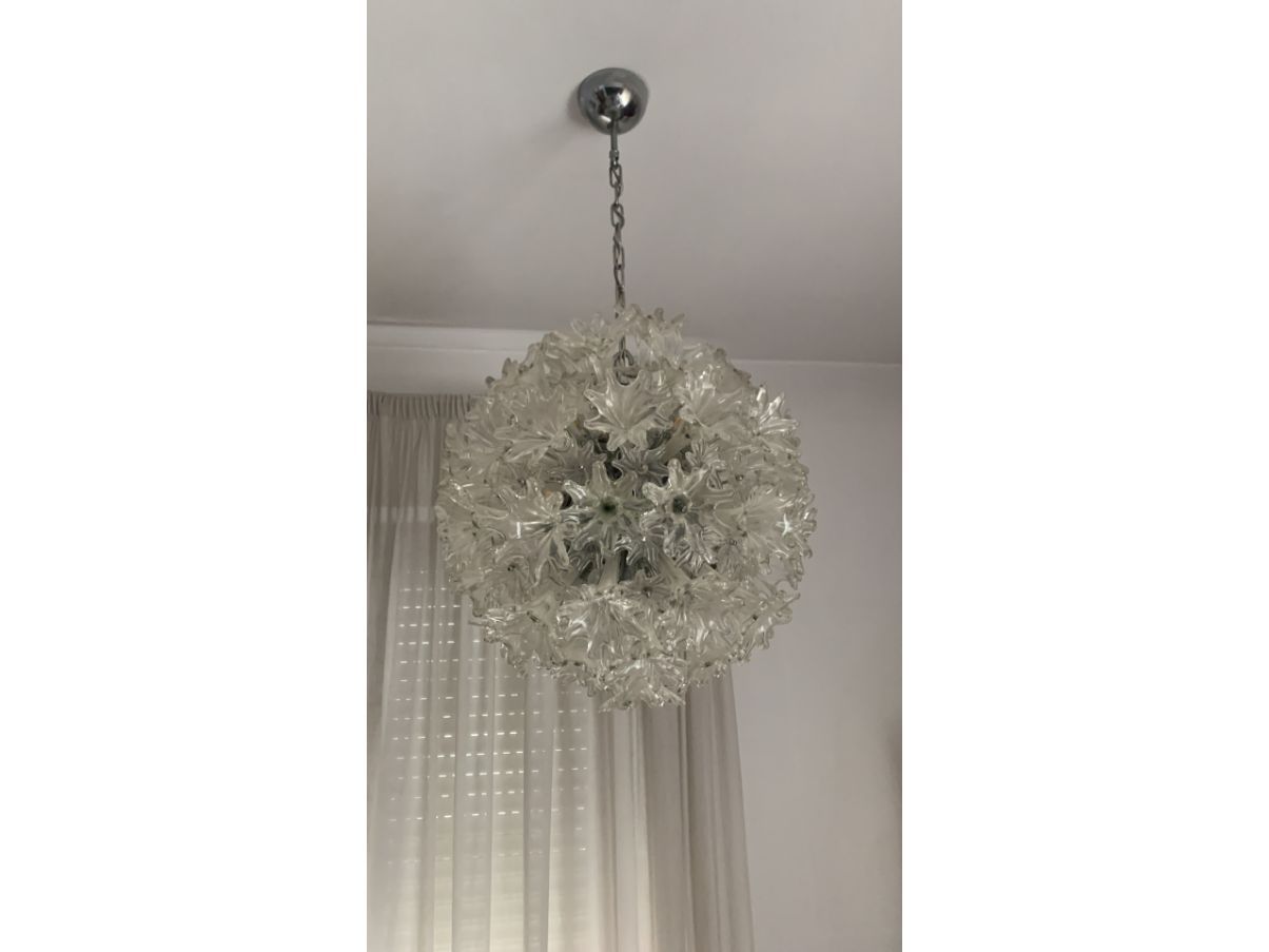 Lampadario a sospensione vintage in vetro (anni '90),  Front