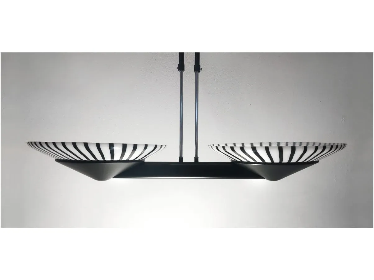 Lampada a sospensione di Murano in vetro nero e bianco, ITre 3