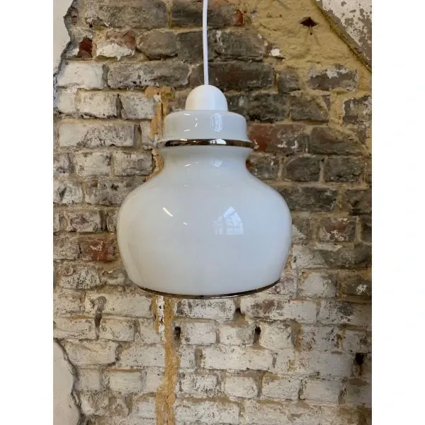 White opaline pendant lamp (1970s)  image