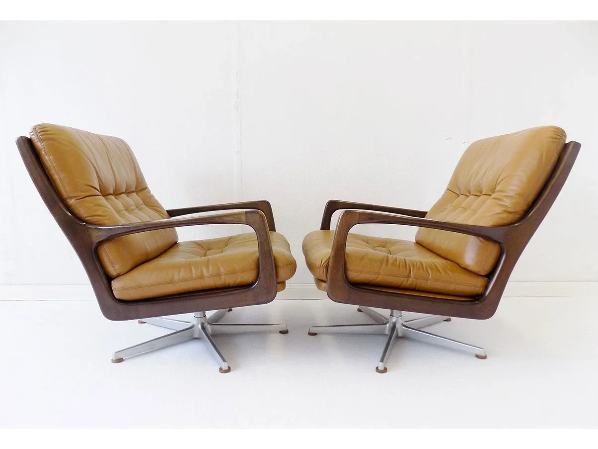 2er Set Ledersessel von Eugen Schmidt (braun) 5