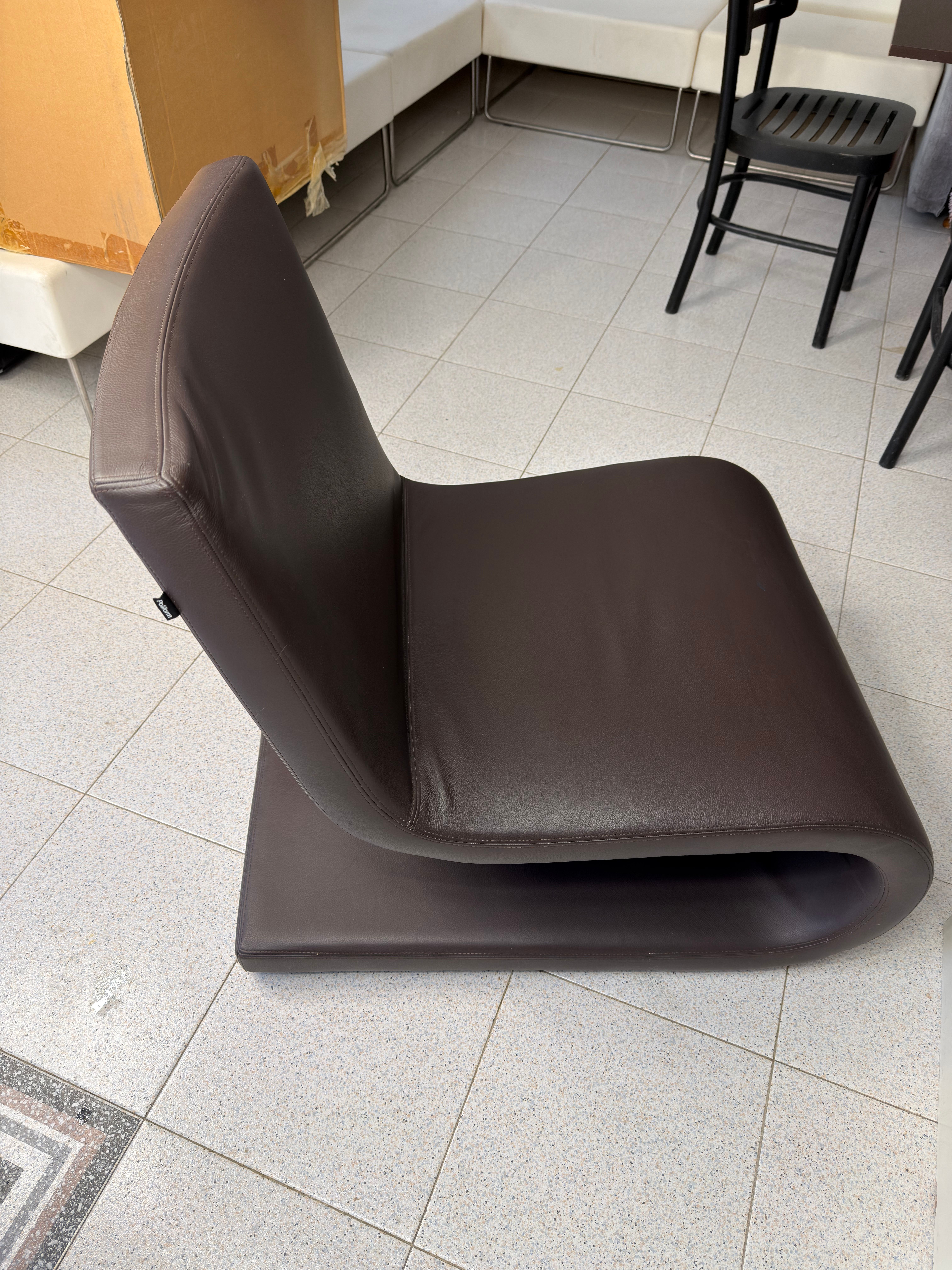 Snake Armchair in Moka Leather Front