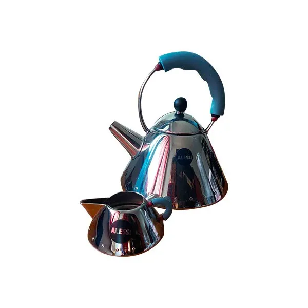 Set Bollitore 9093 e portalatte in acciaio (argentato), Alessi 