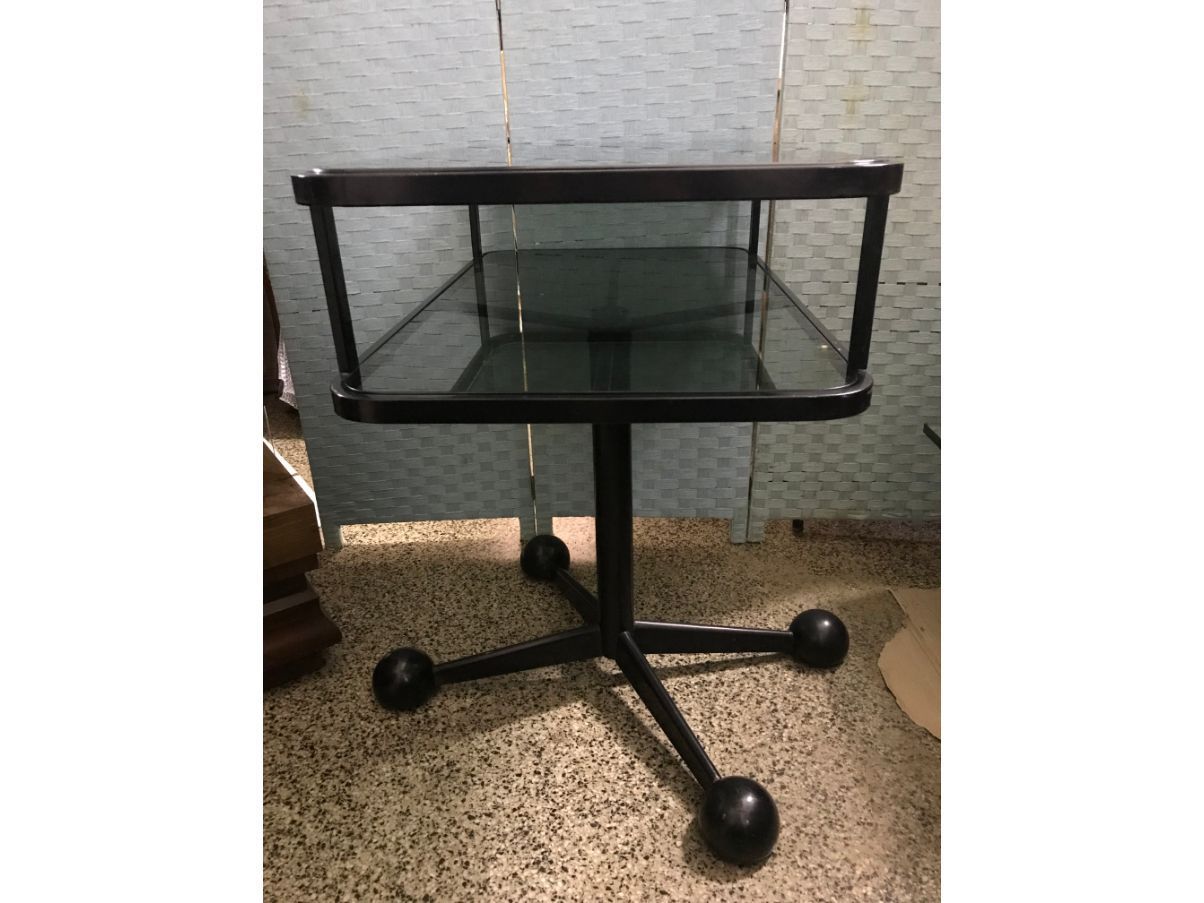 Vintage Couchtisch mit Rollen (70er Jahre) Front