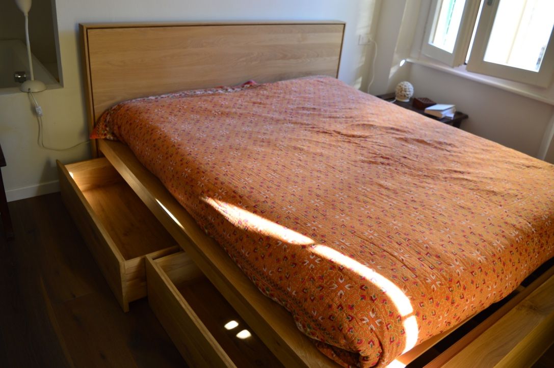 Nordic Oak Wooden Double Bed Side