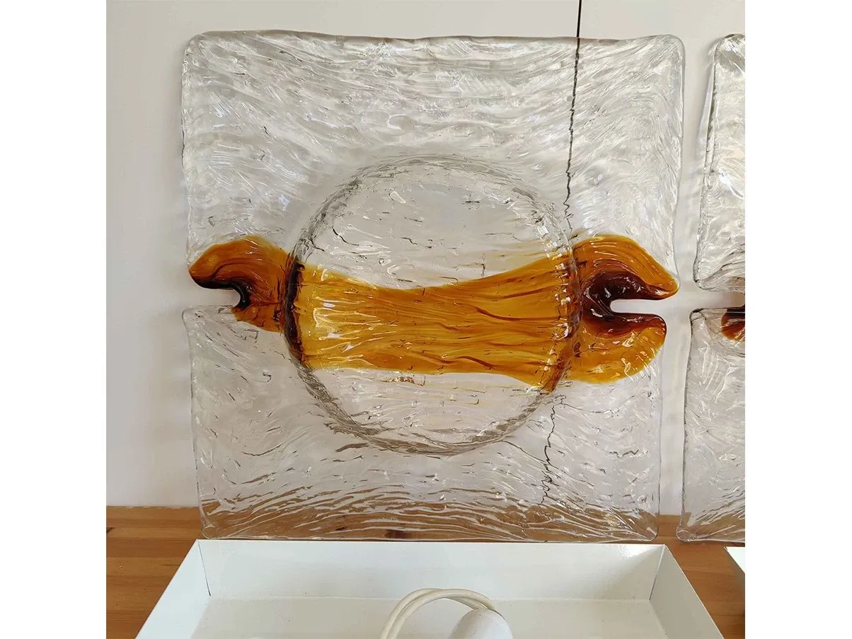 Set of 2 Quit wall lamps in Murano glass (brown) 3