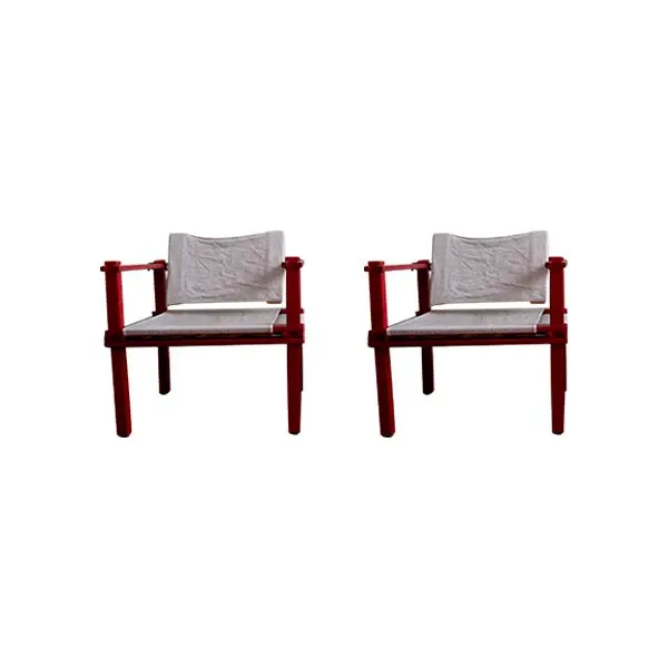 Set of 2 Farmer chairs in red wood (1960s), Bofinger image