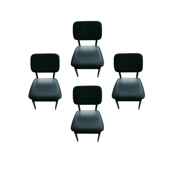 Set of 4 Savina chairs in beech wood and leather (green), MAAM image