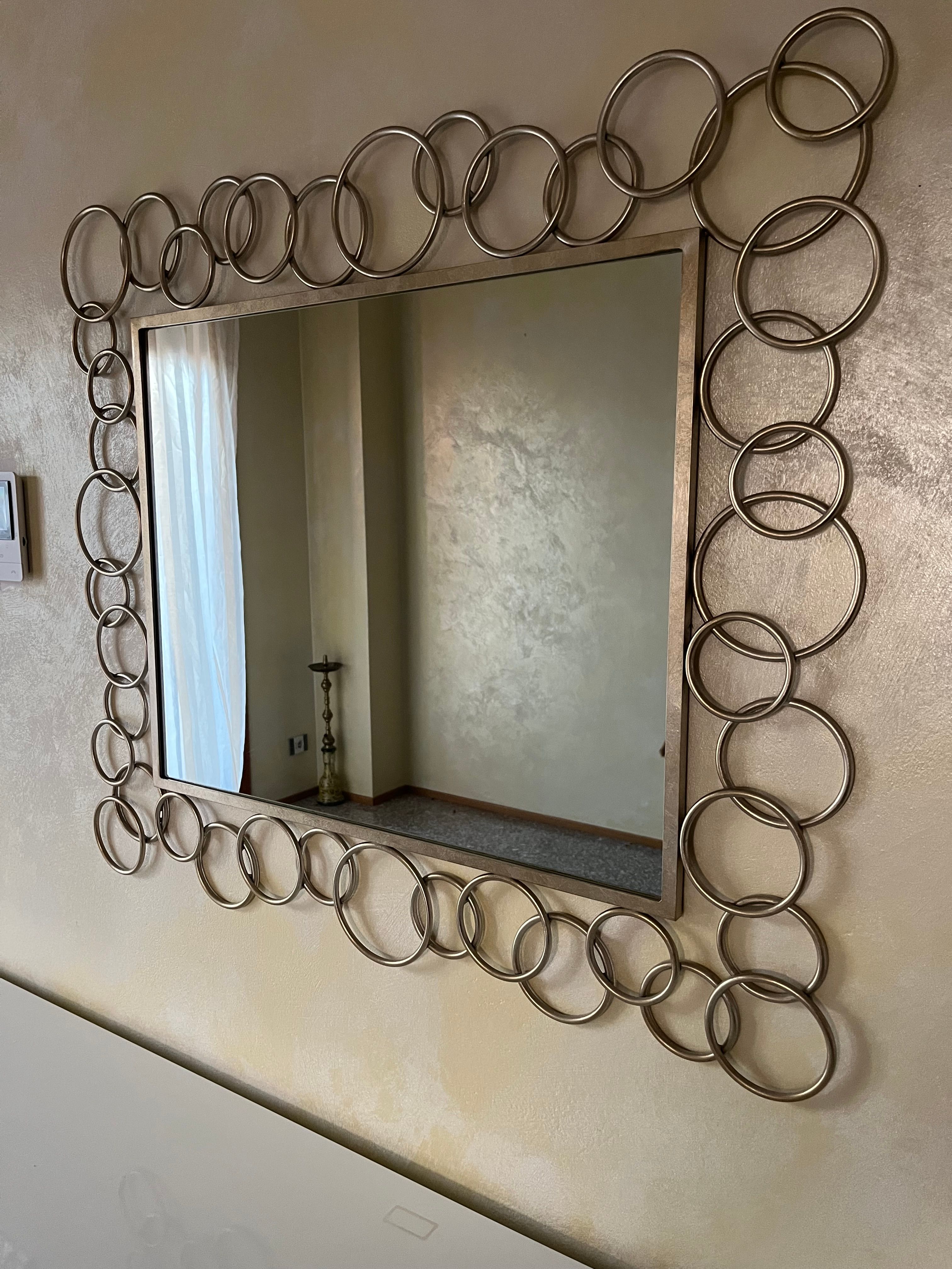 Specchio da parete Mondrian in ferro di Daniel Rode Front