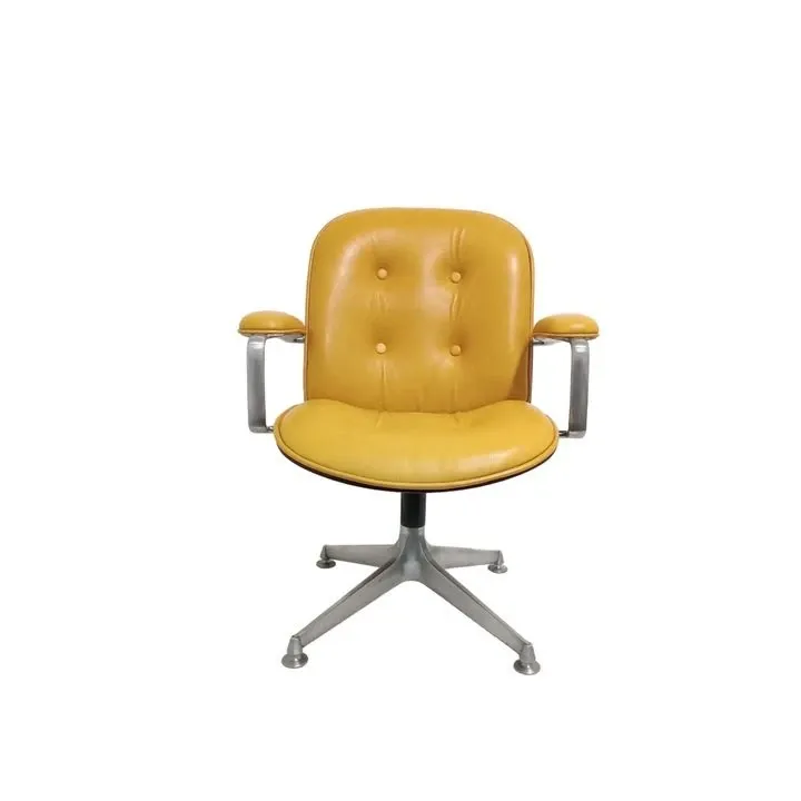 Ico Parisi yellow leather office armchair 8