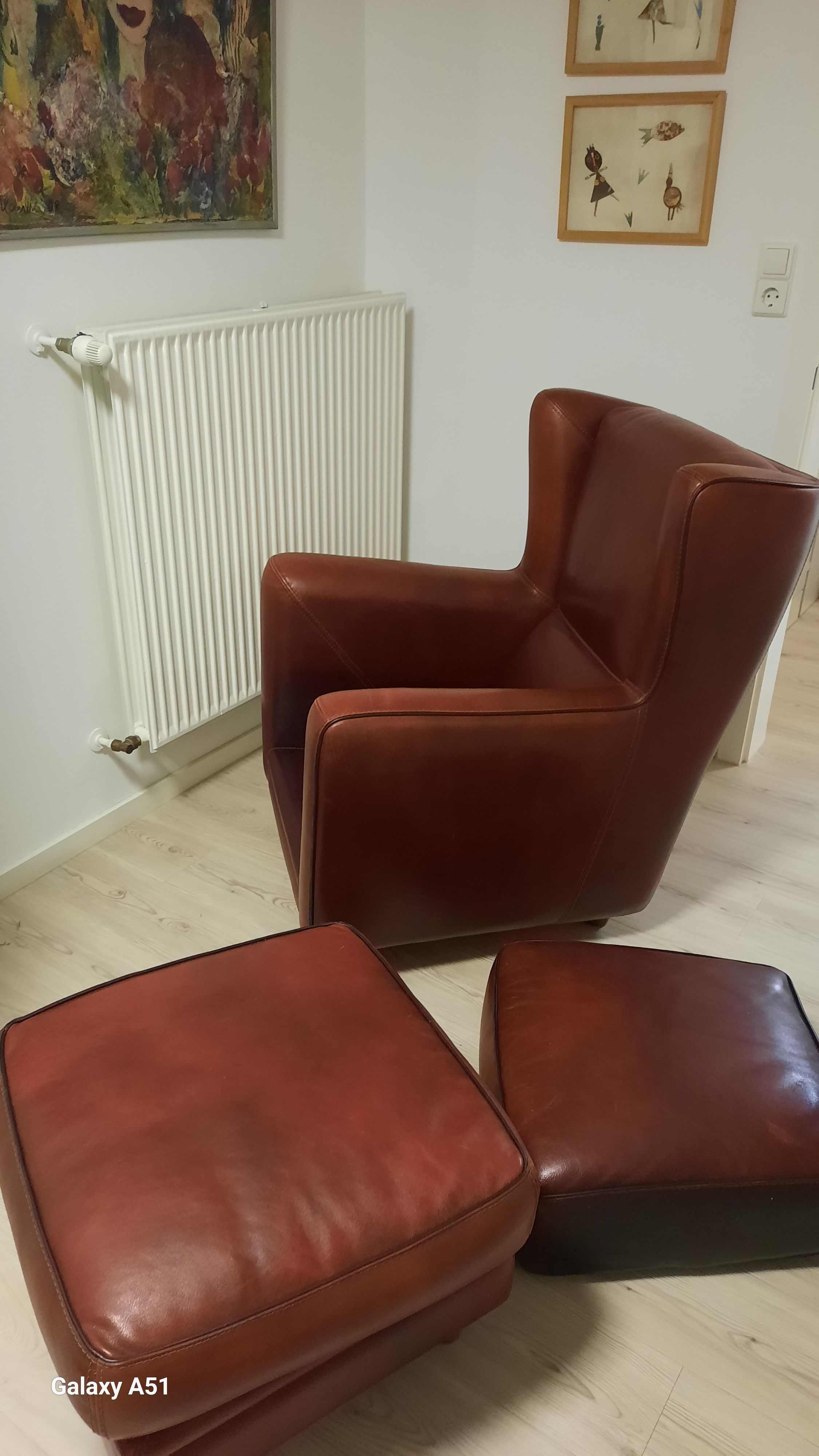 Vintage Chaise Longue aus bordeauxrotem Leder Brand