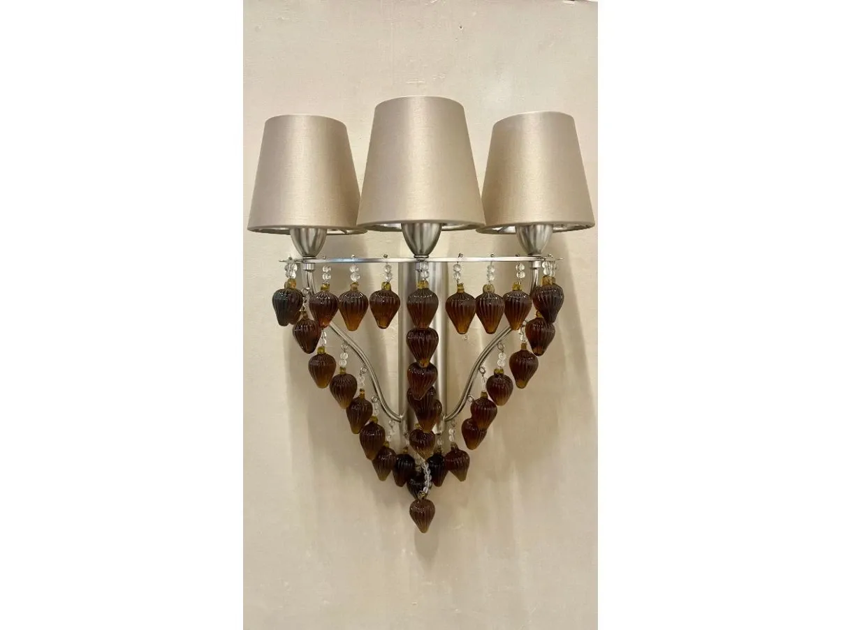 Applique a 3 luci con vetri e cristalli, Patrizia Garganti  2
