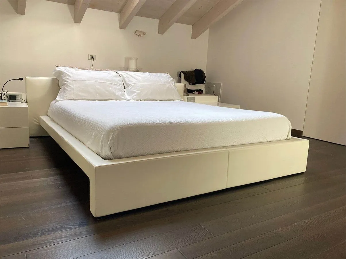 Seaside double bed in leather (white), Matteograssi 3
