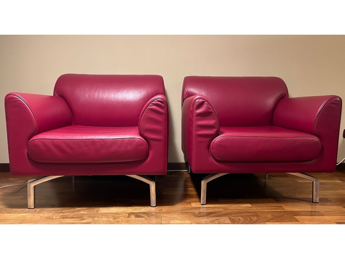 Set of 2 red Eos armchairs, Poltrona Frau  image