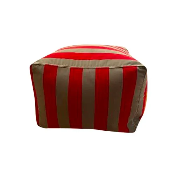 Modern soft stripe pouf in cotton (red and gray) 