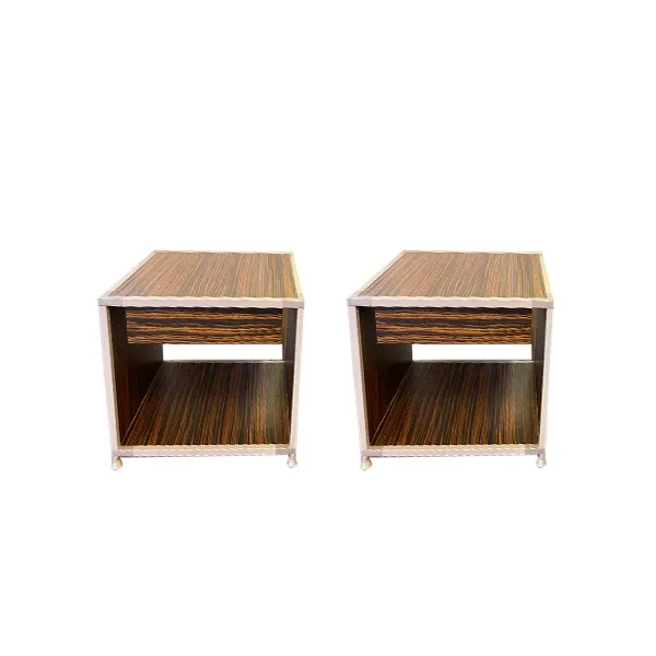 Set of 2 Soho bedside tables in aluminum and Zebrano wood, Zanotta image