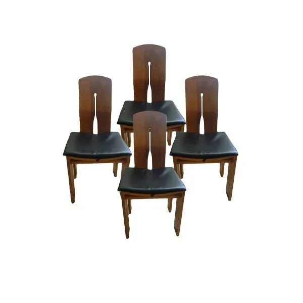 Set 4 sedie 1934/765 in legno con cuscino, Bernini 